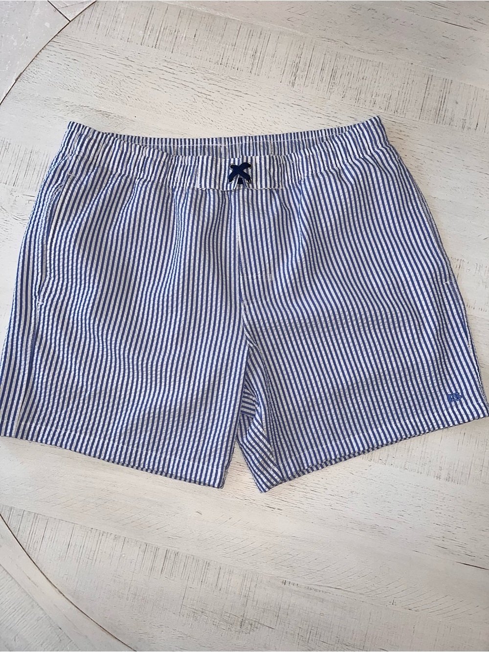 Ruggedbutts Men’s Swimsuit XL - Periwinkle Blue Seersucker - Used - Rufflebutts